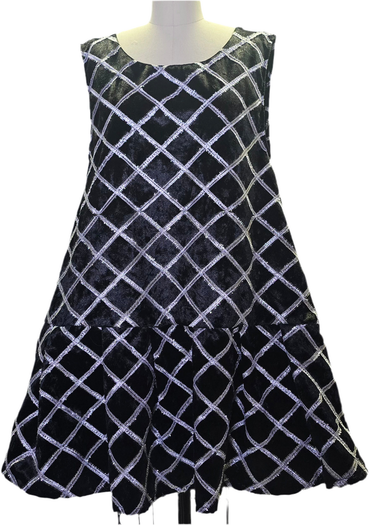 B2 - Black Velvet Graphic Mini Dress