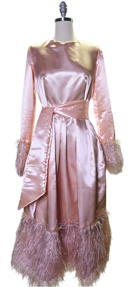 Feather Satin Hourglass Dress