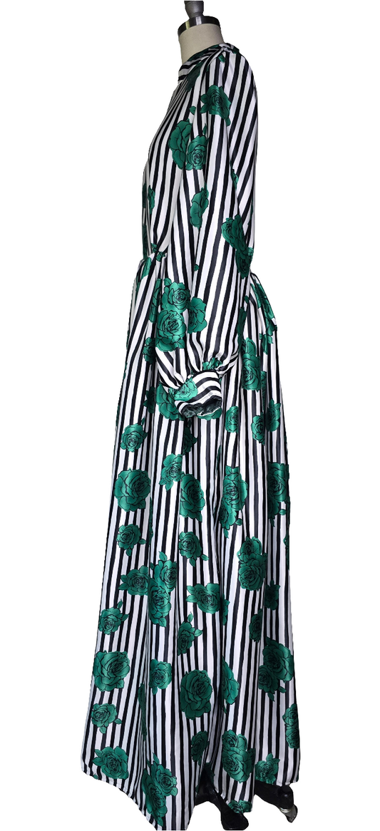 A - Floral (Winter Flower Green Print) Dress