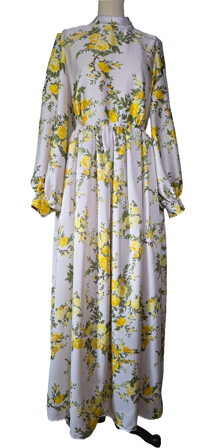 A - Floral (Ivory Rose Print) Dress