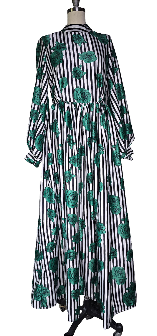 A - Floral (Winter Flower Green Print) Dress