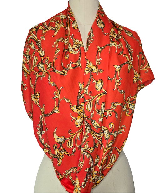 A- Scarf (Red Flower Print)